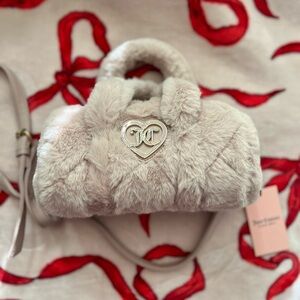 Juicy Couture Cream and Pink Mini Bag with Heart Detail